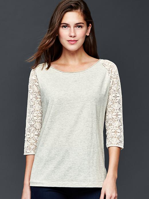 View large product image 1 of 1. Lace-sleeve top