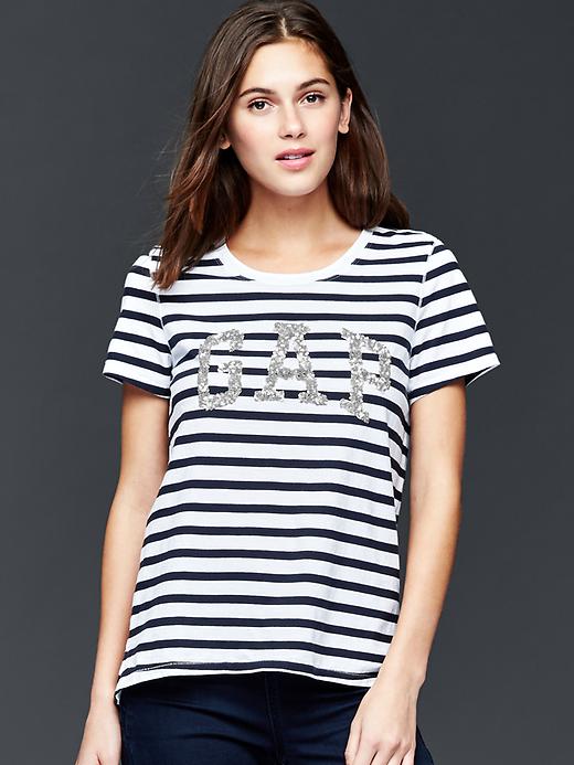 Image number 1 showing, Sequin long stripe tee
