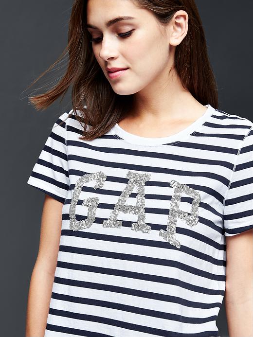 Image number 3 showing, Sequin long stripe tee