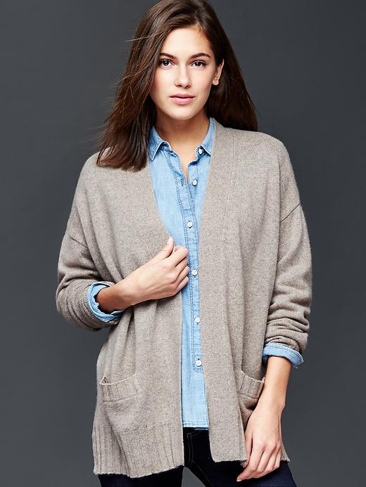 View large product image 1 of 1. Cashmere open front cardigan