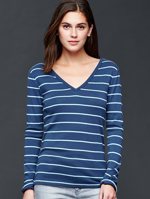 View large product image 1 of 1. Modern stripe v-neck tee