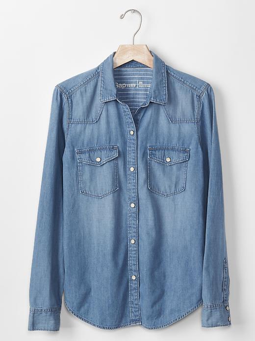Image number 5 showing, 1969 chambray western shirt