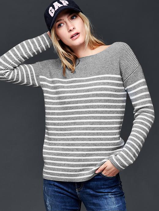View large product image 1 of 1. Nautical stripe rib sweater