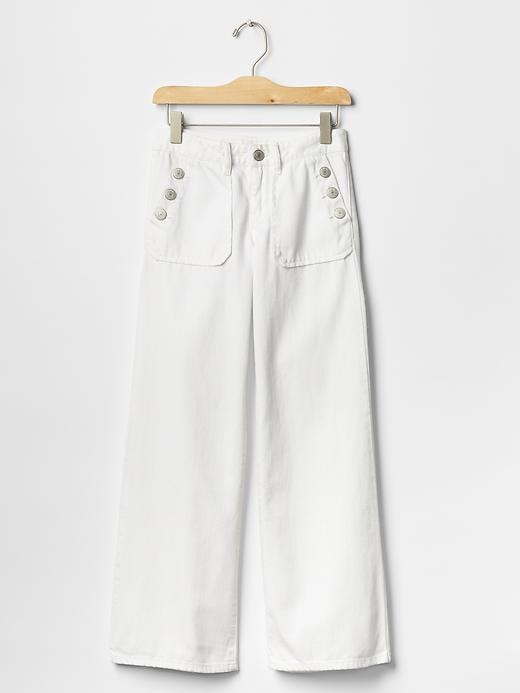 Gap Girls 1969 Button Flare Jeans Size 10 - White Denim Icon