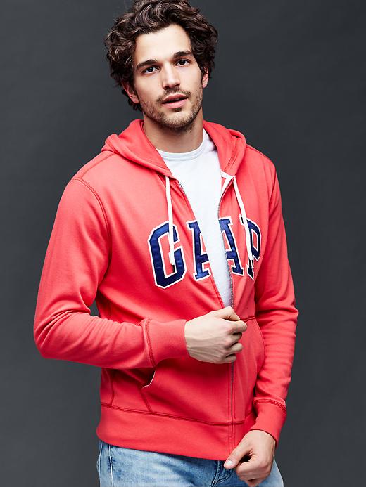 View large product image 1 of 1. Logo lightweight zip hoodie