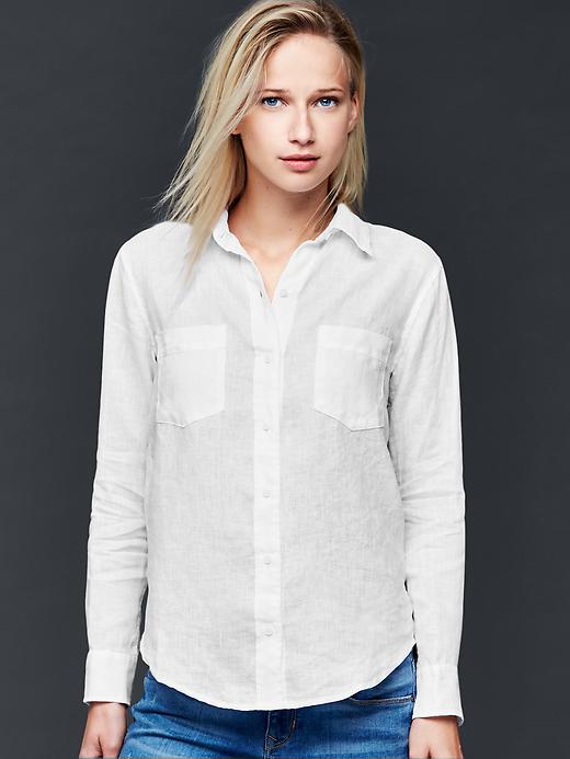 View large product image 1 of 1. Linen boyfriend shirt