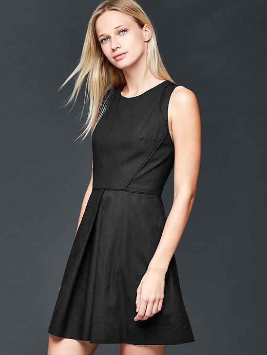View large product image 1 of 1. Linen-cotton fit & flare dress