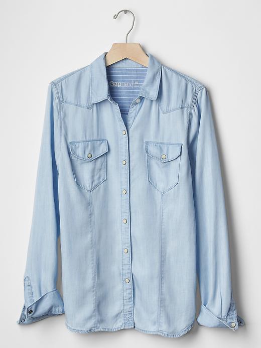 Image number 6 showing, Chambray slim western shirt