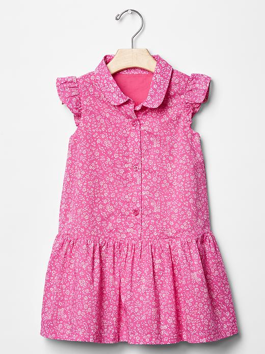 Image number 1 showing, Floral flutter shirt dress