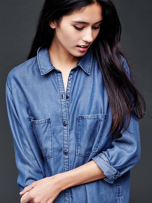 Image number 1 showing, Chambray boyfriend shirt
