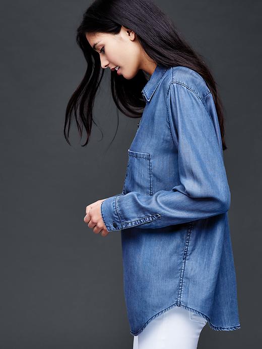 Image number 3 showing, Chambray boyfriend shirt