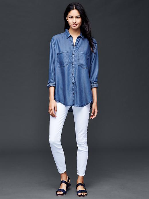 Image number 4 showing, Chambray boyfriend shirt