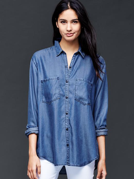 Image number 5 showing, Chambray boyfriend shirt