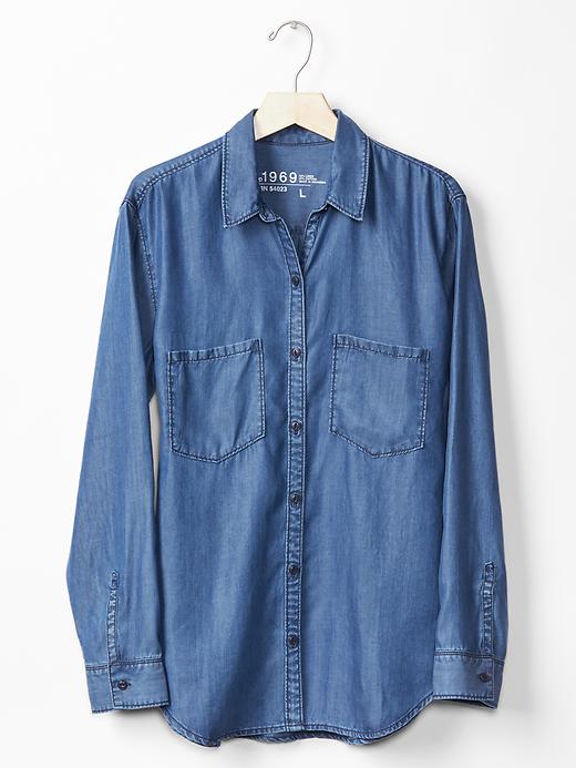Image number 6 showing, Chambray boyfriend shirt