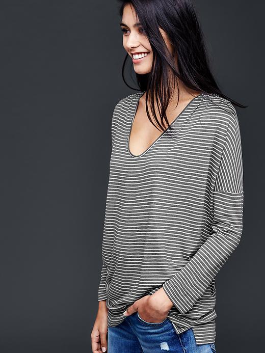 Image number 1 showing, Stripe scoop neck tunic