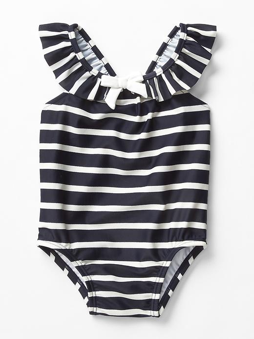 View large product image 1 of 2. Bow stripe flutter swim one-piece