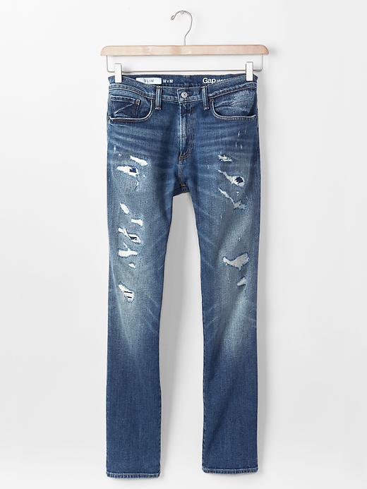 Image number 4 showing, Destructed slim fit jeans (stretch)