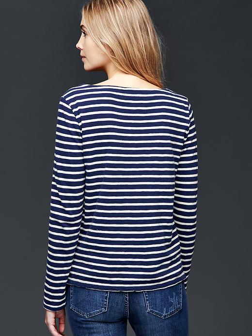 Image number 2 showing, Embroidered stripe long sleeve tee