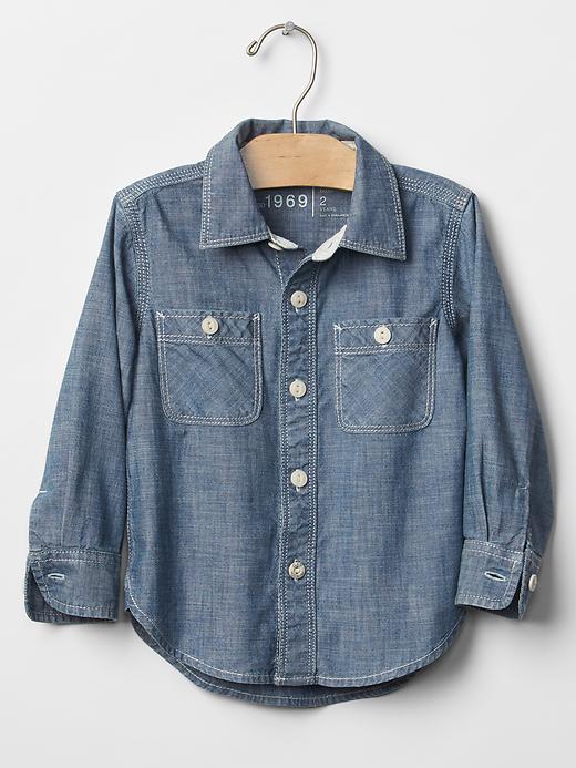 View large product image 1 of 2. 1969 chambray worker shirt