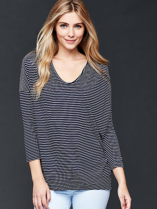 View large product image 1 of 1. Stripe scoop neck tunic