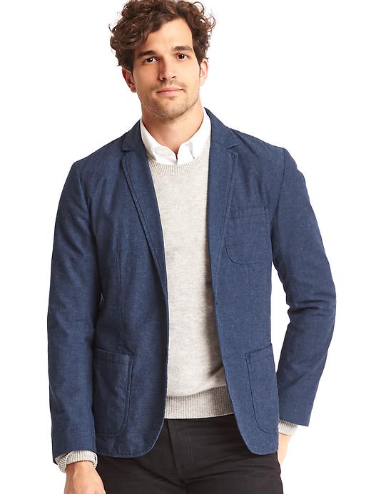 Image number 1 showing, Cotton indigo blazer