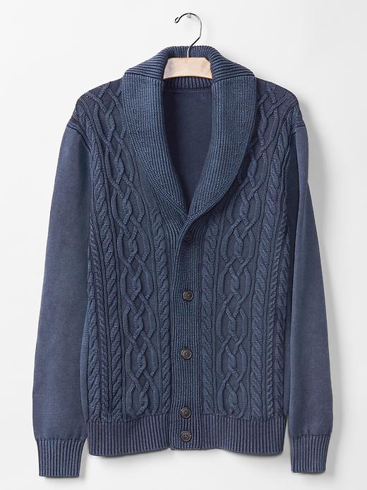 Image number 4 showing, Cable knit shawl cardigan