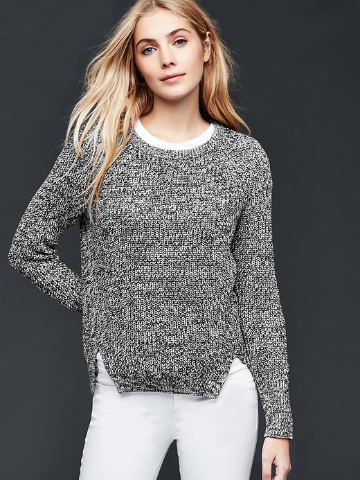 Image number 10 showing, Cotton marled side slits sweater