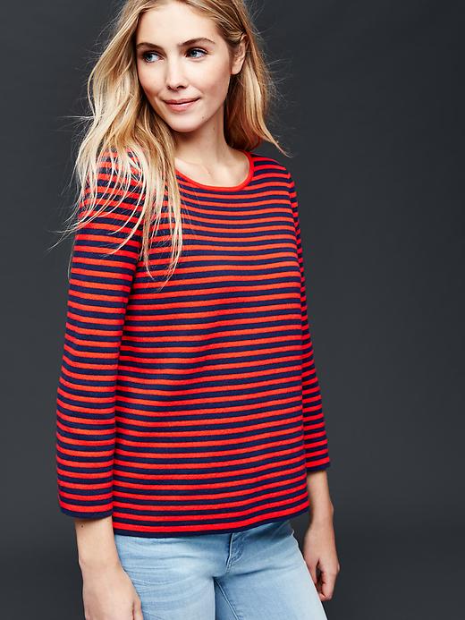 Image number 1 showing, Nautical stripe bell sleeve sweater