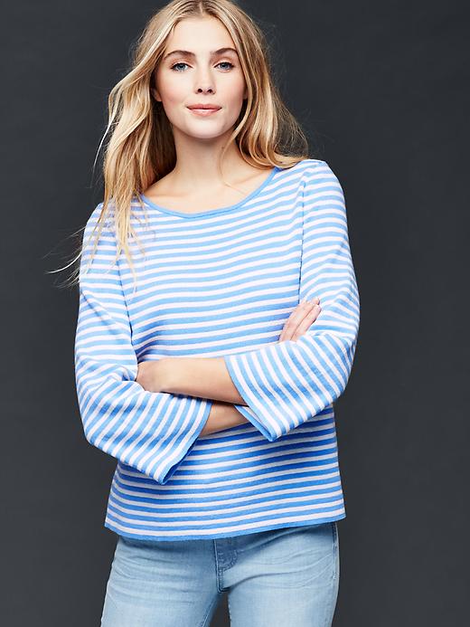 Image number 7 showing, Nautical stripe bell sleeve sweater