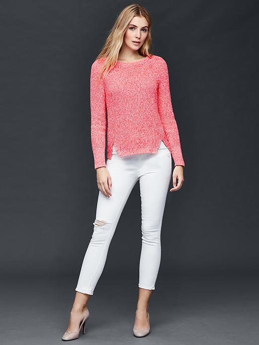 Image number 4 showing, Cotton marled side slits sweater