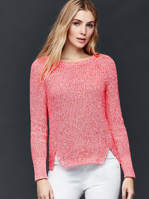 Image number 5 showing, Cotton marled side slits sweater