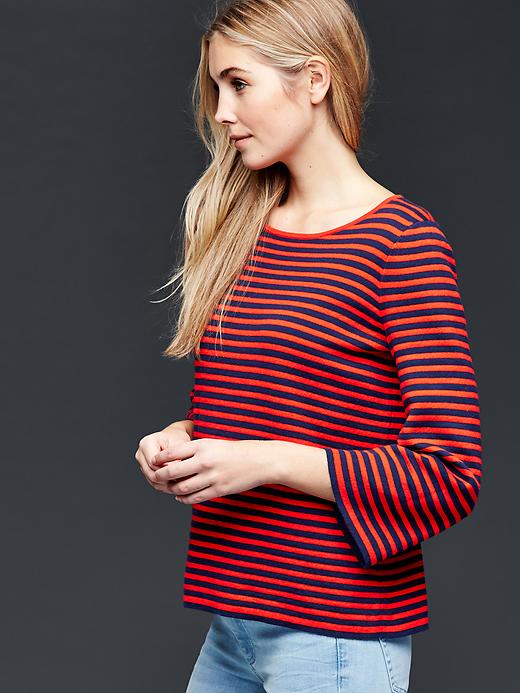 Image number 3 showing, Nautical stripe bell sleeve sweater