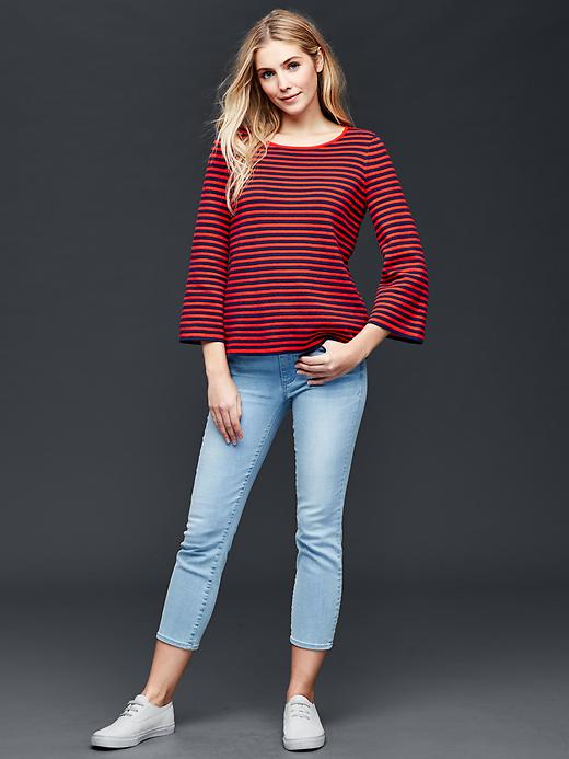 Image number 4 showing, Nautical stripe bell sleeve sweater