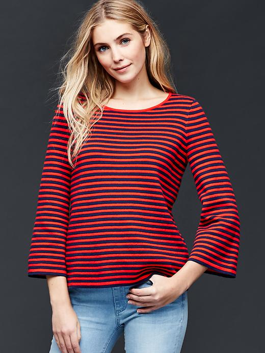 Image number 5 showing, Nautical stripe bell sleeve sweater