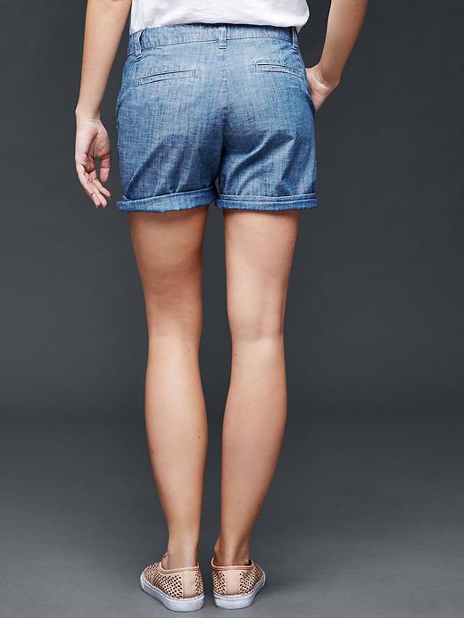 Image number 2 showing, Chambray girlfriend chino shorts