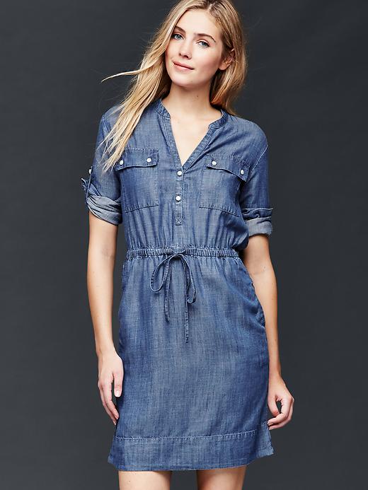 Image number 1 showing, TENCEL&#153 chambray utility dress