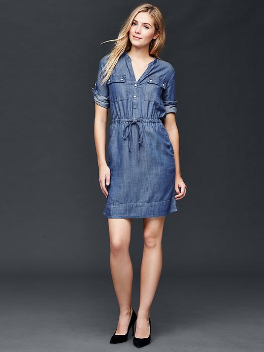 Image number 3 showing, TENCEL&#153 chambray utility dress