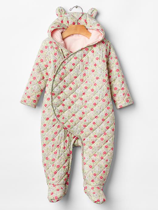 Image number 1 showing, Floral quilted bear one-piece