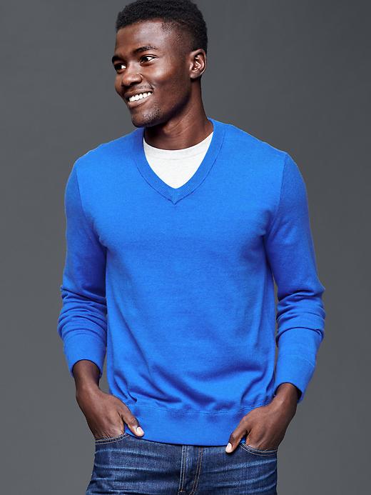 View large product image 1 of 1. Cotton V-neck sweater