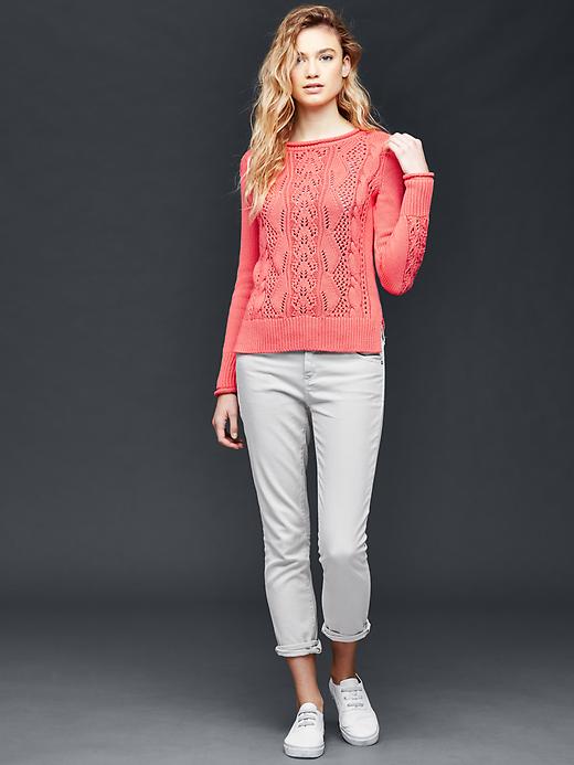 Image number 5 showing, Side slit pointelle pullover sweater