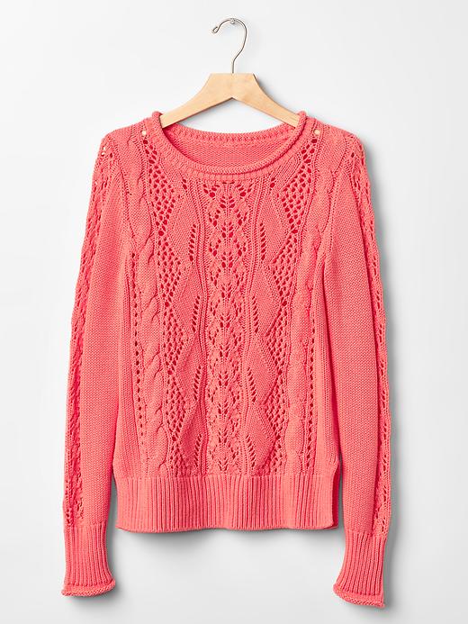 Image number 7 showing, Side slit pointelle pullover sweater