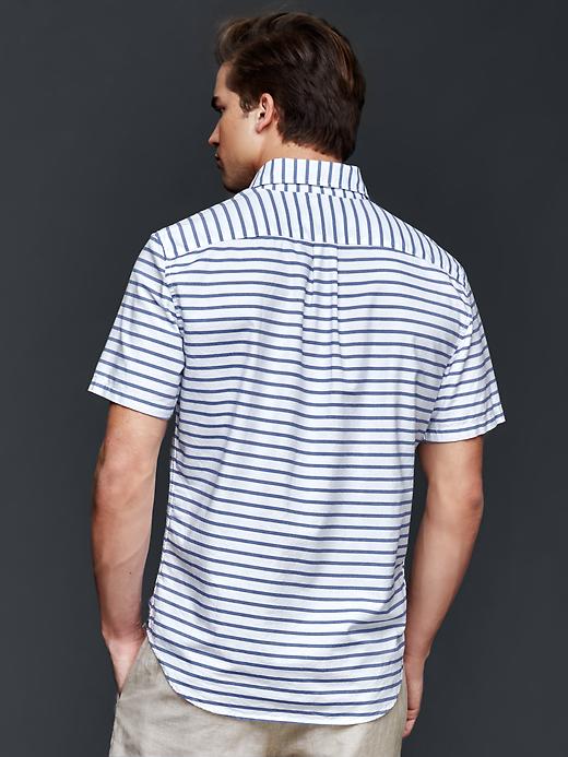Image number 2 showing, Oxford horizontal stripe short sleeve standard fit shirt