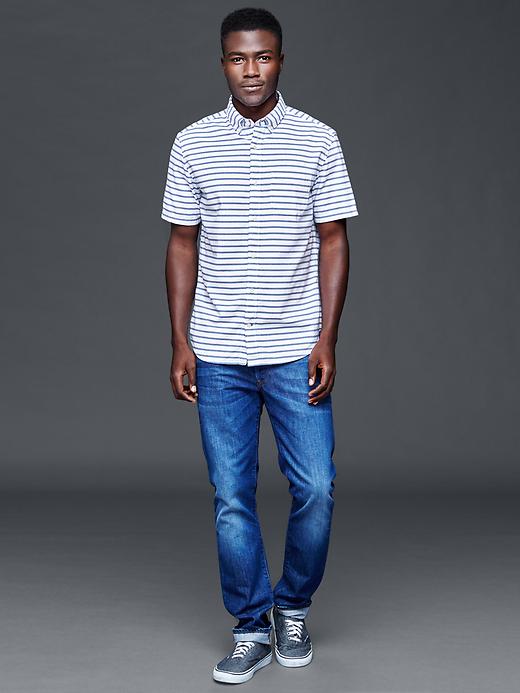 Image number 3 showing, Oxford horizontal stripe short sleeve standard fit shirt
