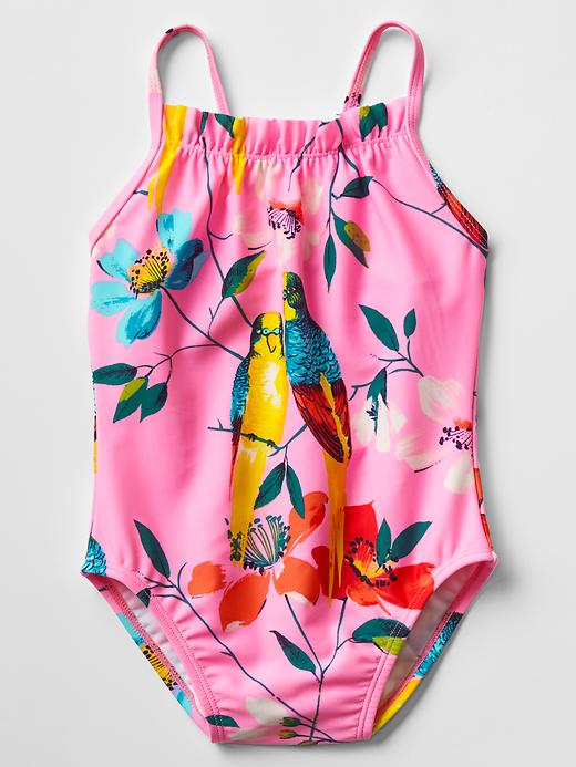 View large product image 1 of 1. Floral swim one-piece