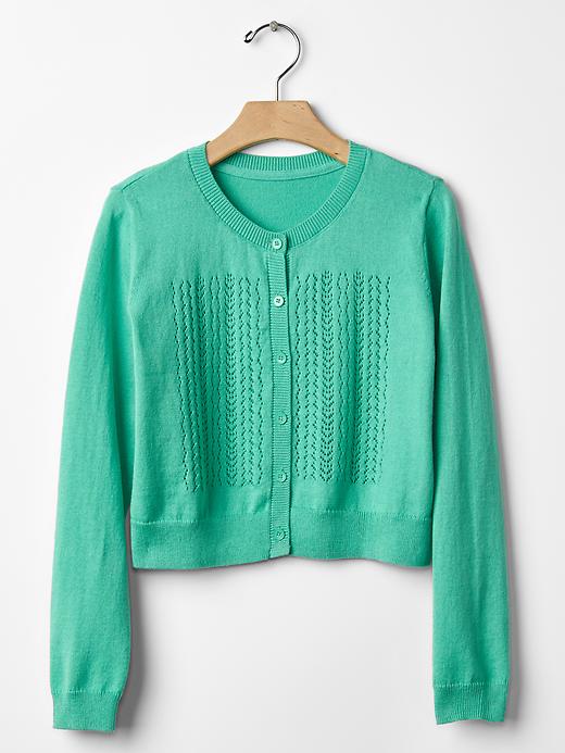 Image number 4 showing, Pointelle front cardigan