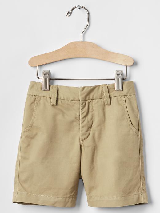 View large product image 1 of 1. Solid flat front shorts