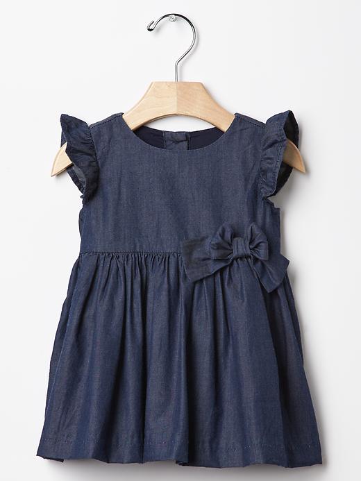 Image number 1 showing, 1969 Flutter Bow Chambray Dress
