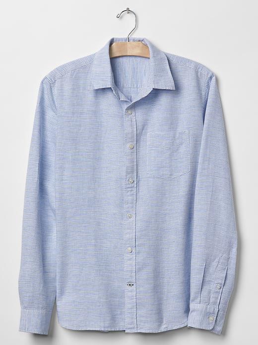 Image number 4 showing, Linen-cotton horizontal stripe standard fit shirt