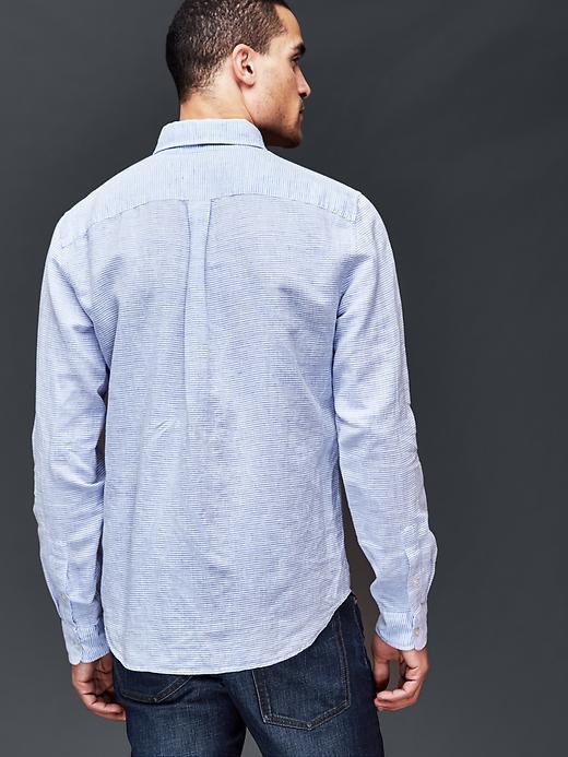 Image number 2 showing, Linen-cotton horizontal stripe standard fit shirt