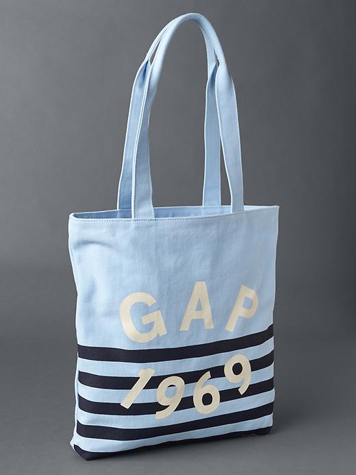 View large product image 1 of 1. Small logo stripe tote bag